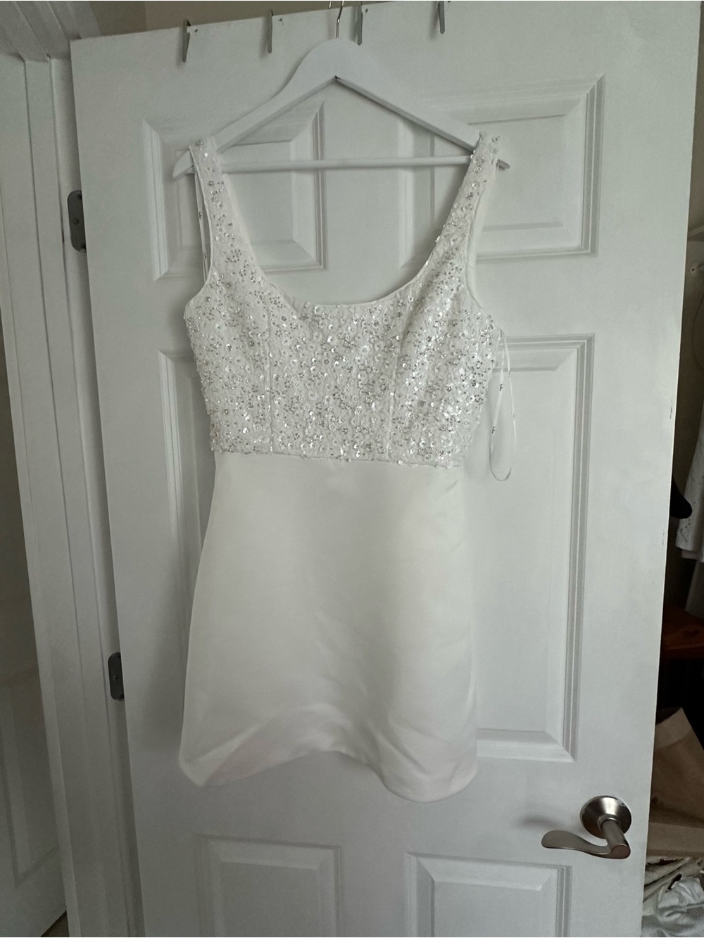 Lulu's White Beaded Mini Dress